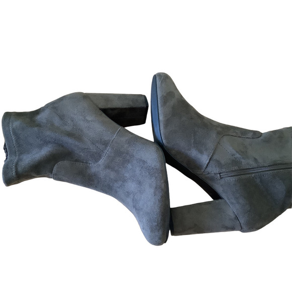 Lane Bryant Dark Olive Green Faux Suede Booties 11W - Picture 6 of 10